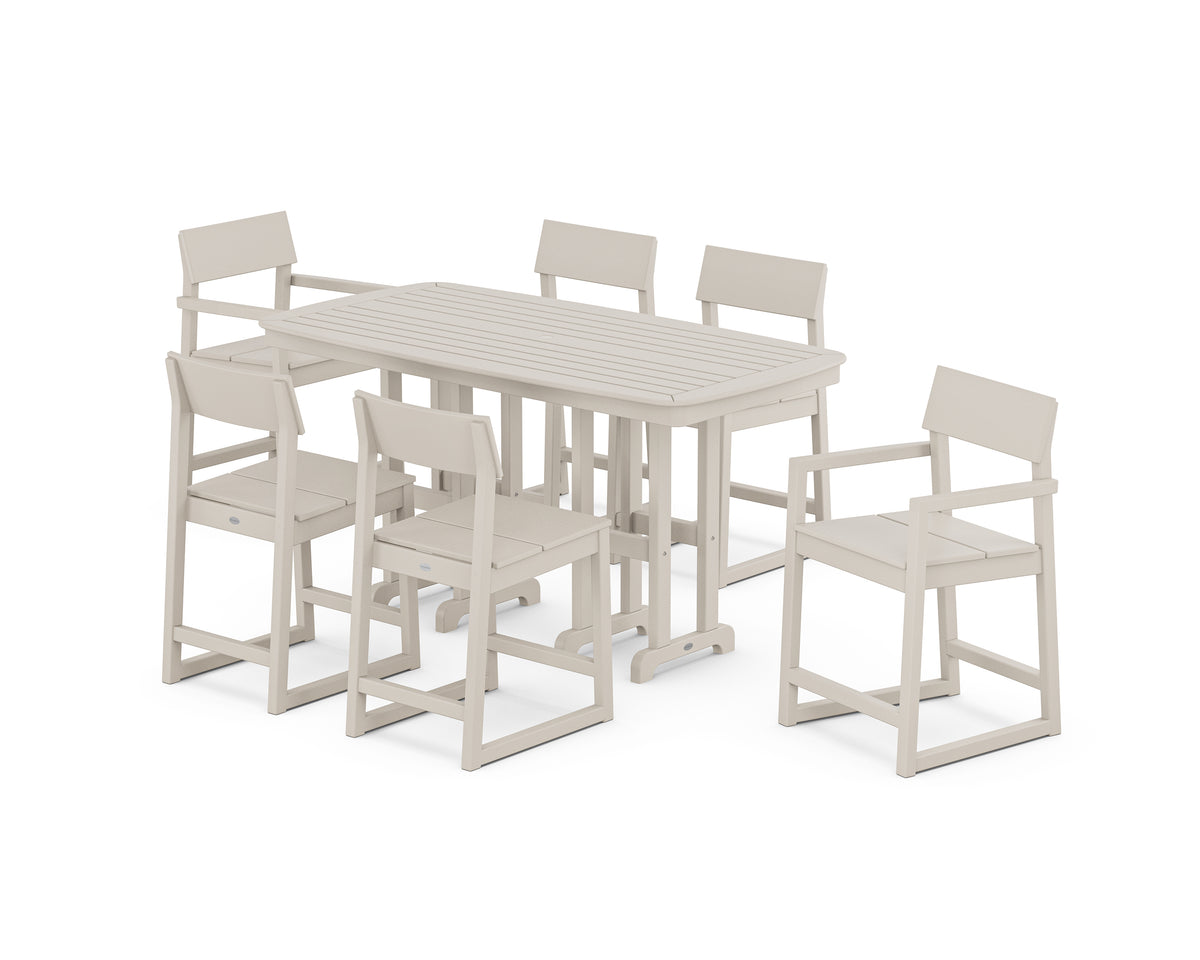POLYWOOD EDGE 7-Piece Counter Set in Sand