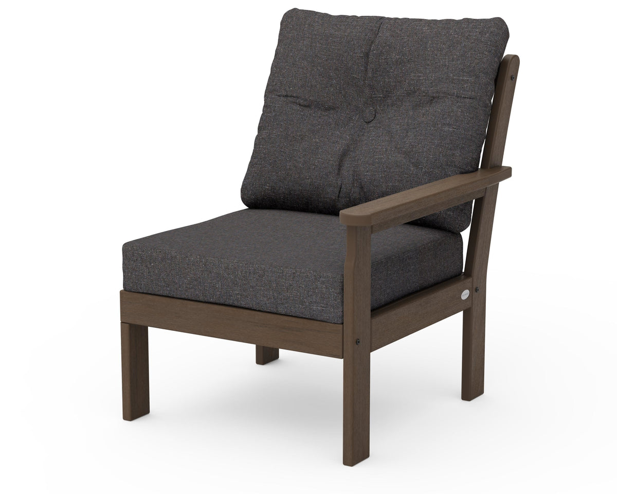 POLYWOOD Vineyard Modular Right Arm Chair in Kona / Ash Charcoal