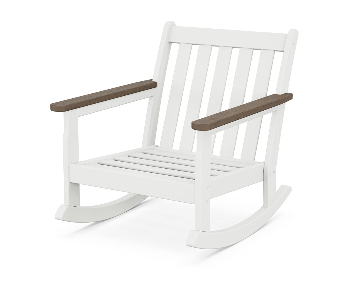POLYWOOD Vineyard Deep Seating Rocking Chair Frame in White / Kona