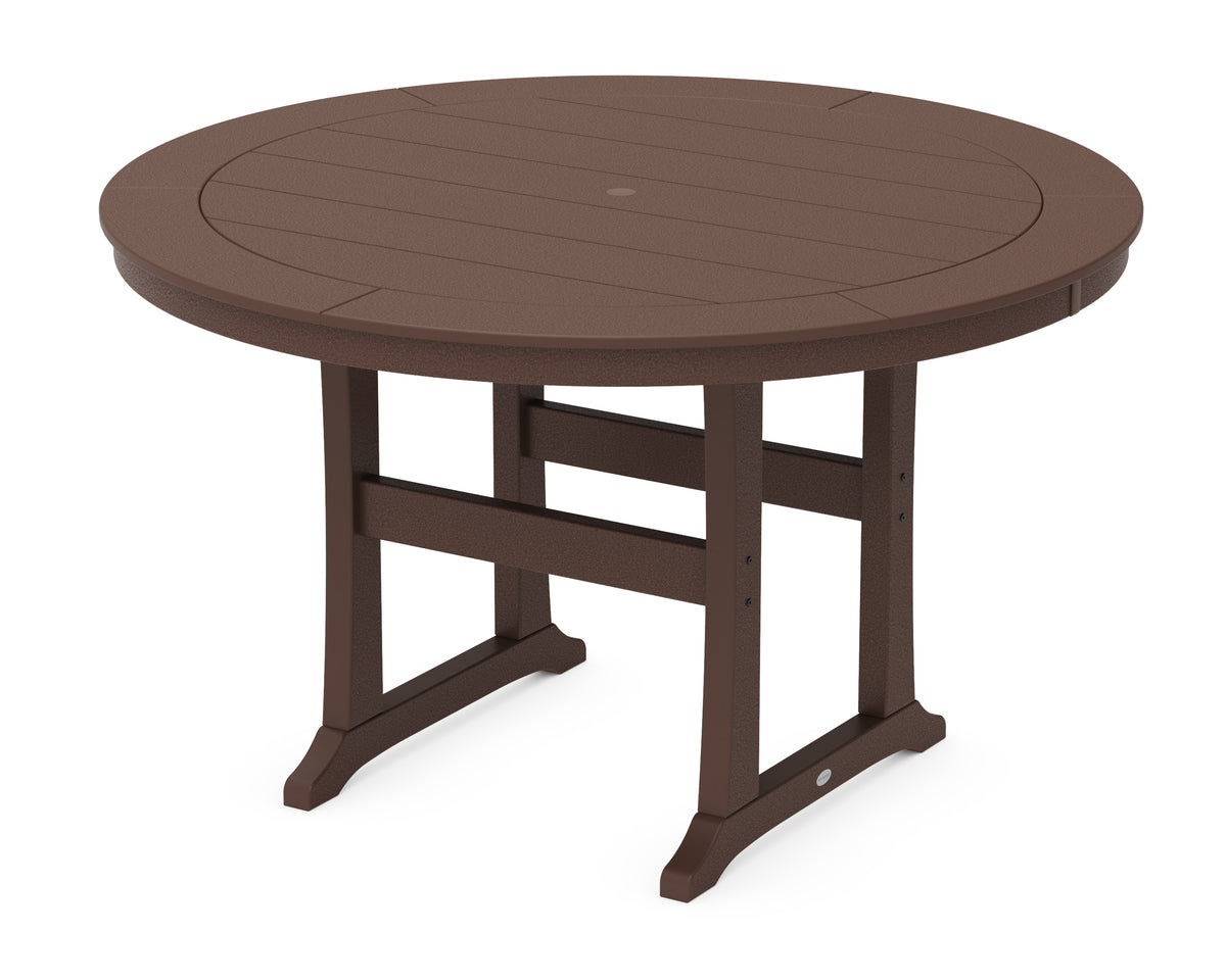 POLYWOOD Nautical Trestle 60" Round Counter Table in Mahogany