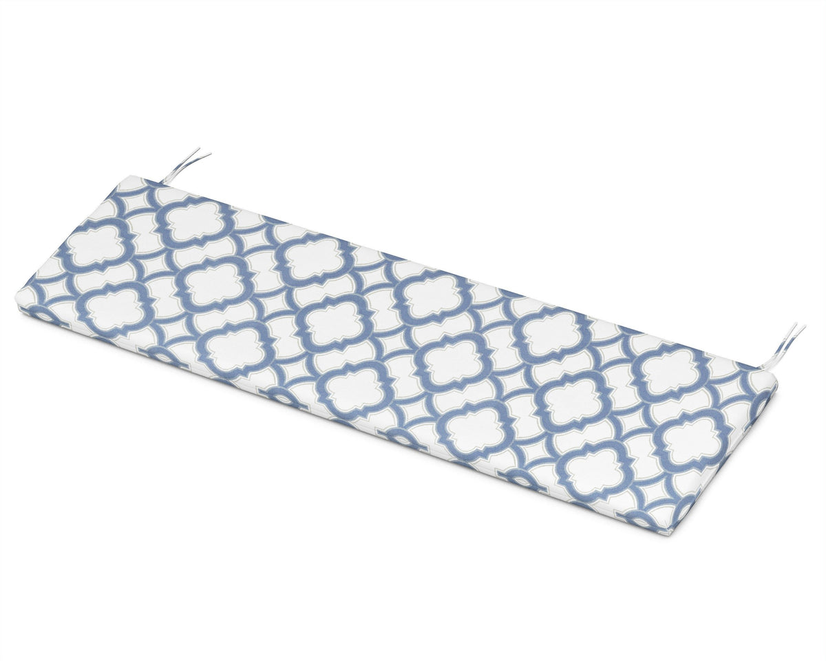 POLYWOOD Bench Seat Cushion - 18.5"D x 55.5"W x 2.5"H in Trellis Sky Blue