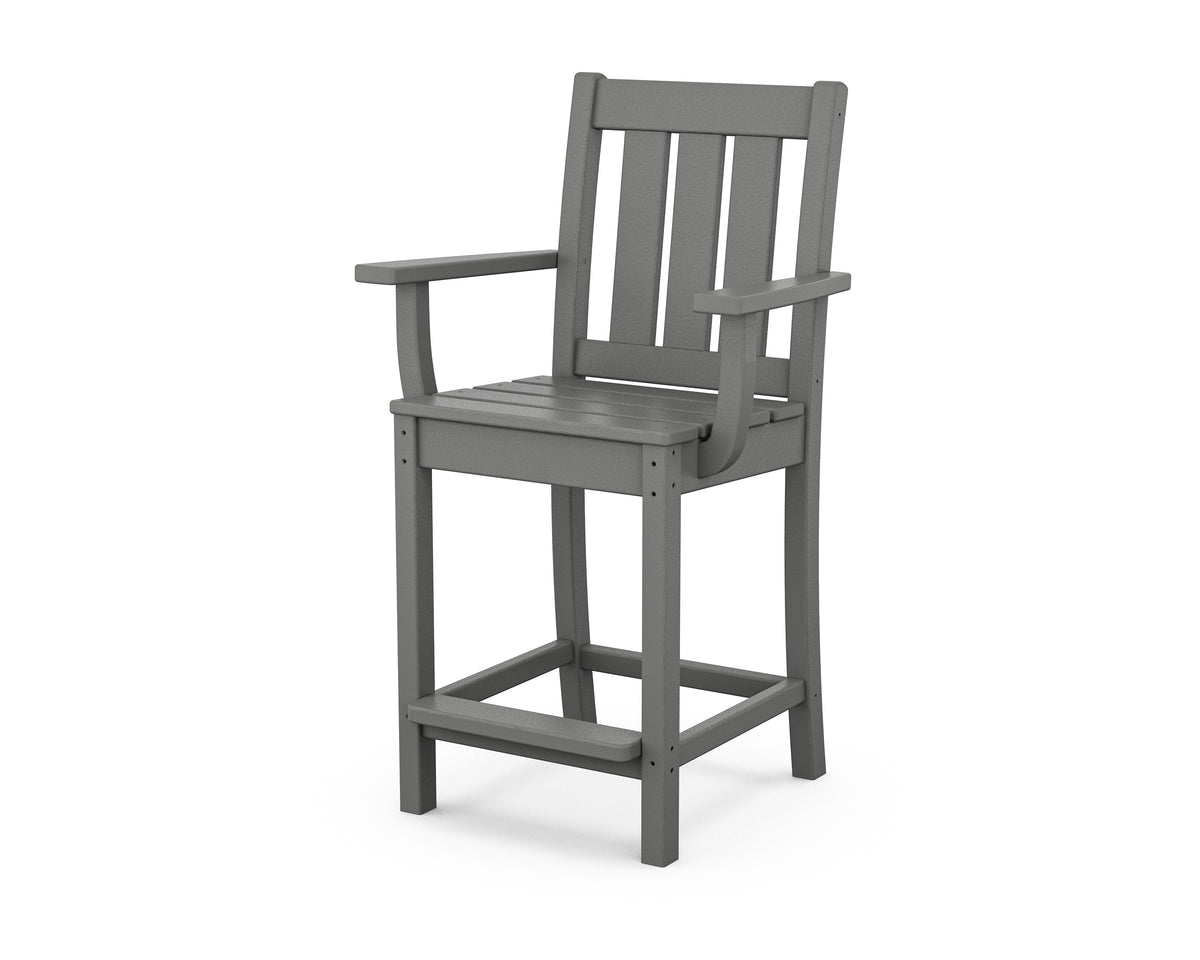 POLYWOOD Oxford Counter Arm Chair in Slate Grey