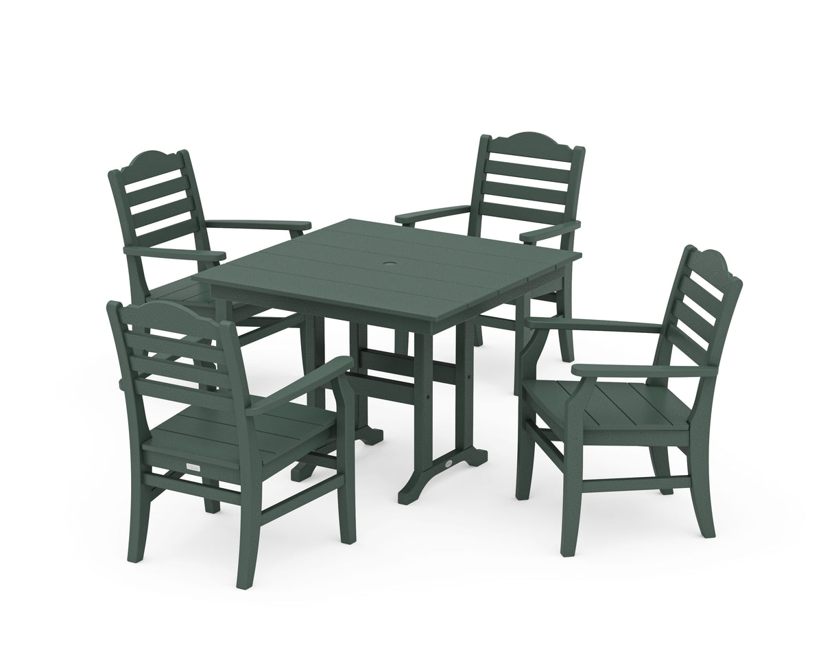 POLYWOOD Savannah 5-Piece Farmhouse Dining Set in Green