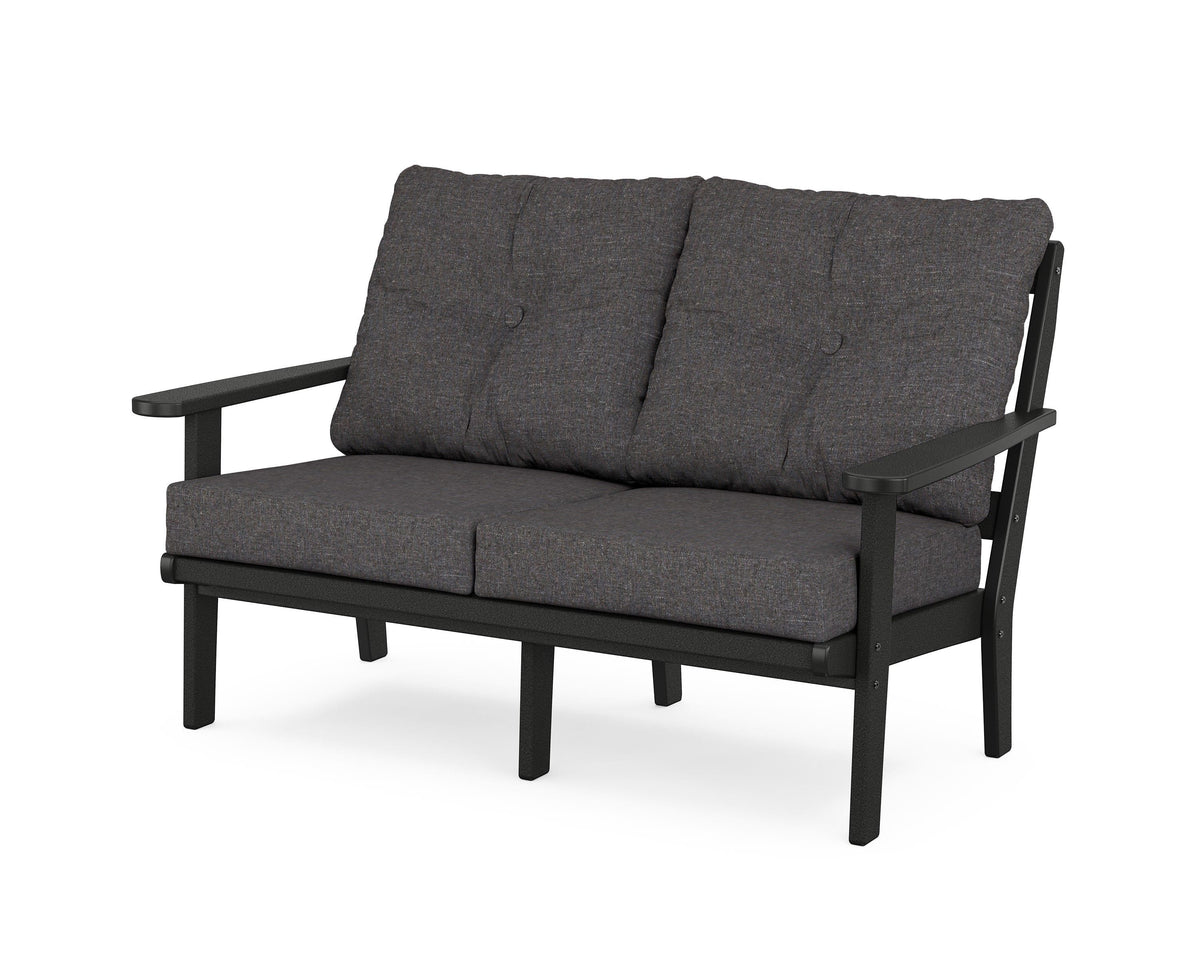 POLYWOOD Mission Deep Seating Loveseat in Black / Ash Charcoal