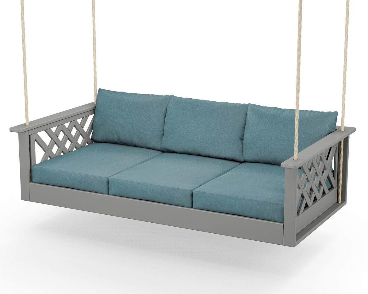 POLYWOOD Wovendale Daybed Swing in Slate Grey / Ocean Teal