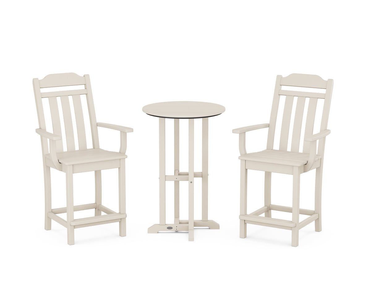 POLYWOOD Country Living Cottage 3-Piece Farmhouse Bistro Counter Set in Sand