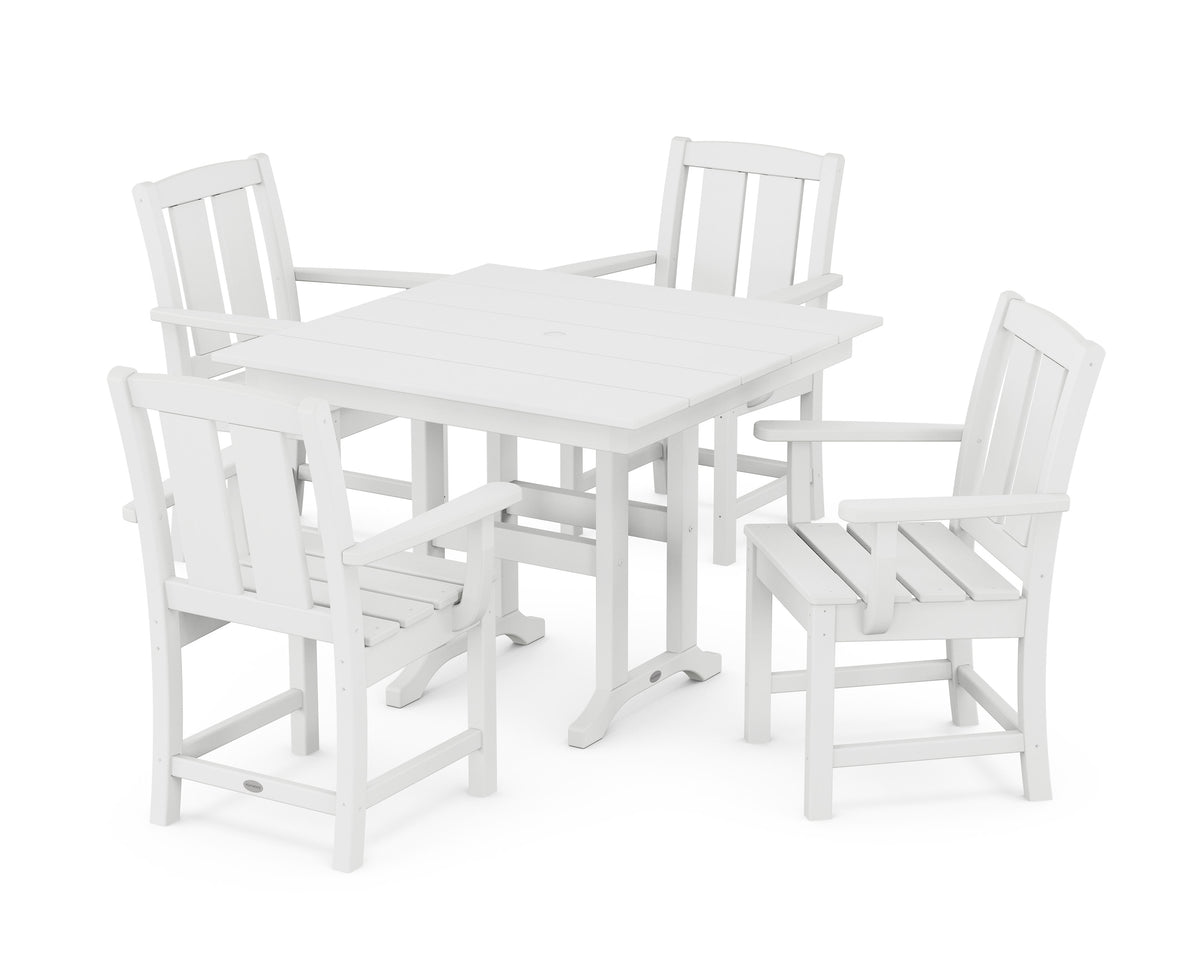 POLYWOOD Mission 5-Piece Farmhouse Dining Set in White