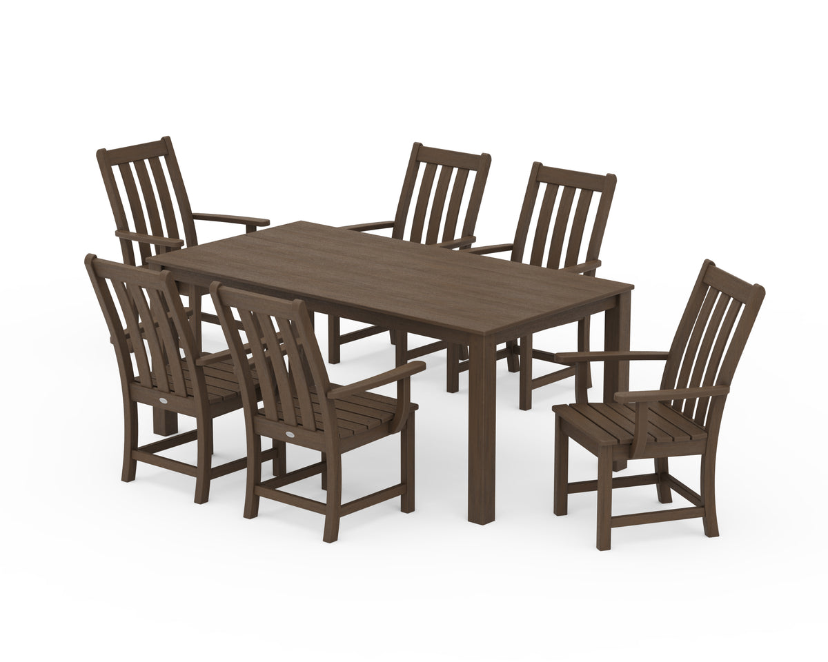 POLYWOOD Vineyard 7-Piece Parsons Arm Chair Dining Set in Kona