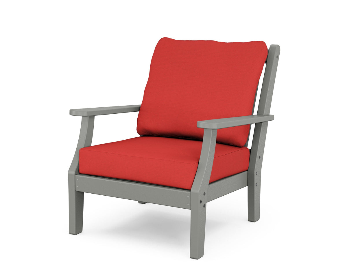 POLYWOOD Wovendale Deep Seating Chair in Slate Grey / Crimson Linen