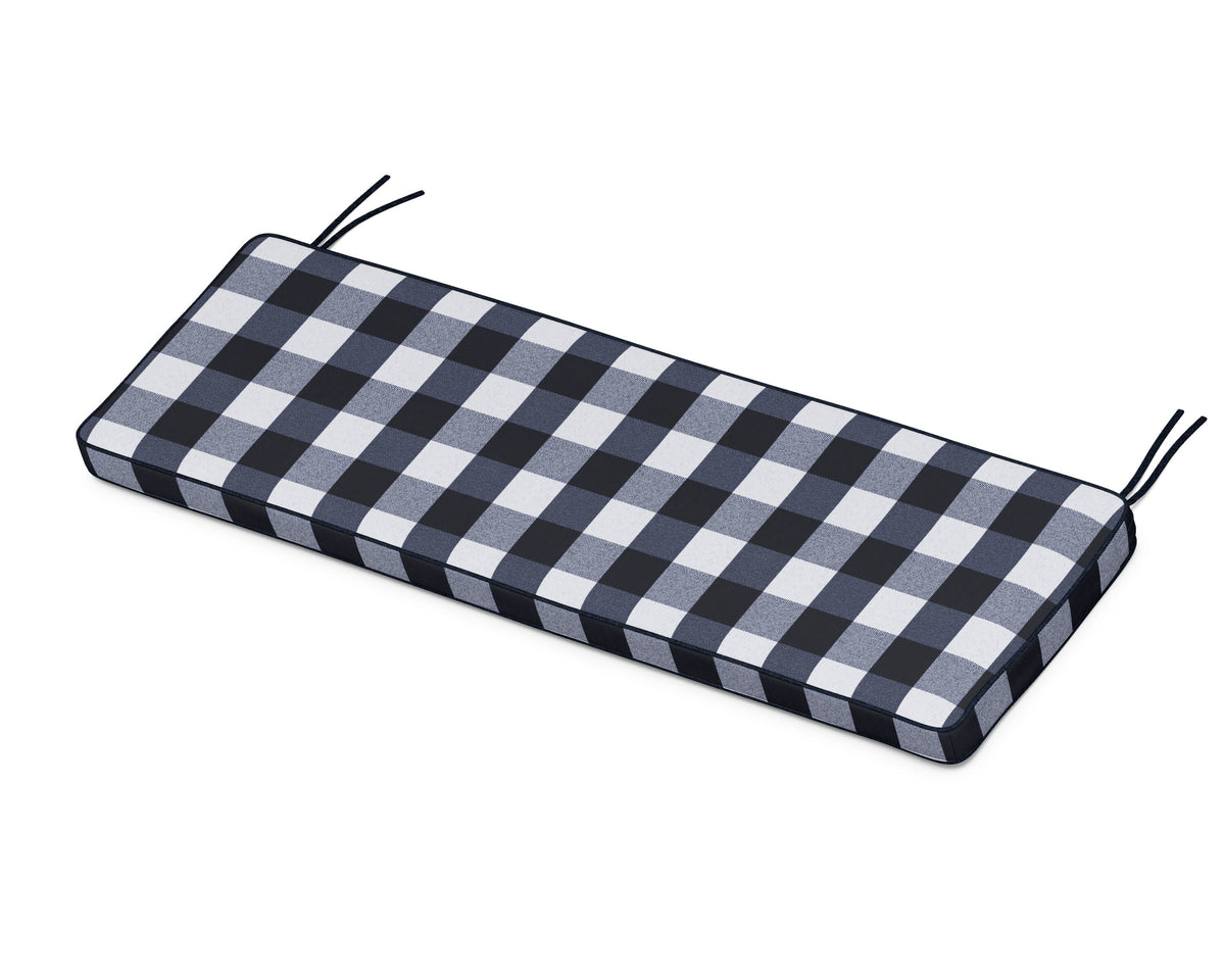 POLYWOOD Chinoiserie 60" Bench Seat Cushion in Buffalo Plaid Marine Indigo