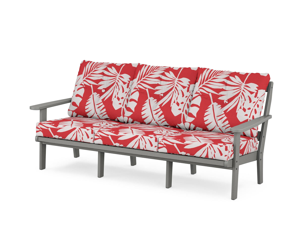 POLYWOOD Mission Deep Seating Sofa in Slate Grey / Leaf Crimson