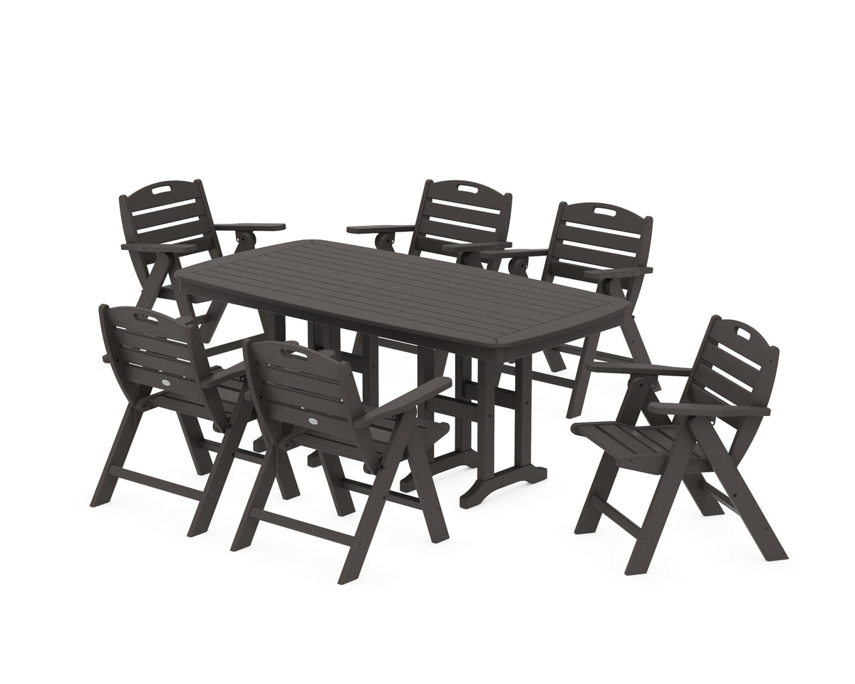 POLYWOOD Nautical Lowback 7-Piece Dining Set in Vintage Coffee