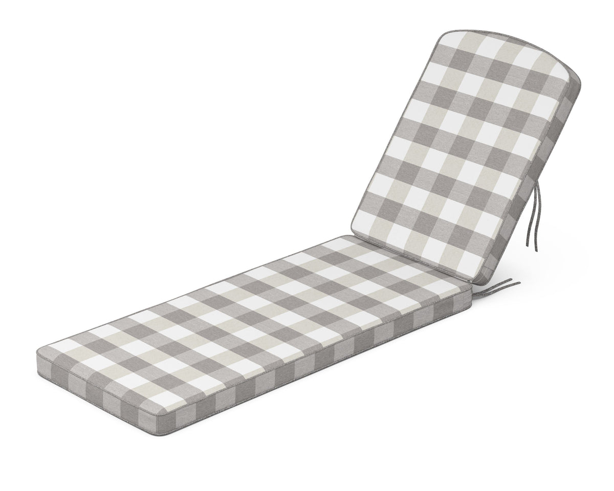 POLYWOOD Chinoiserie Chaise Cushion in Buffalo Plaid Grey Mist
