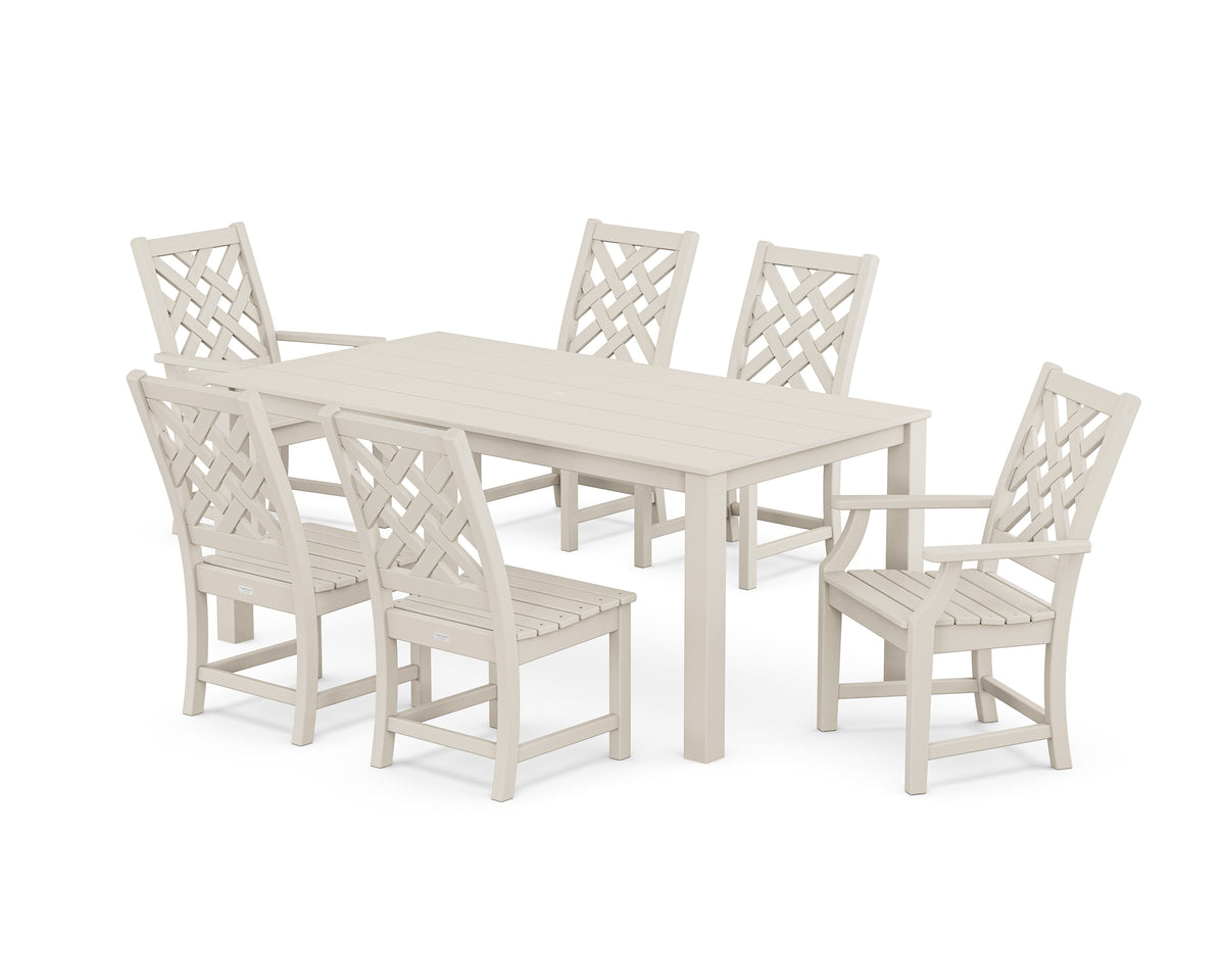 POLYWOOD Wovendale 7-Piece Parsons Dining Set in Sand