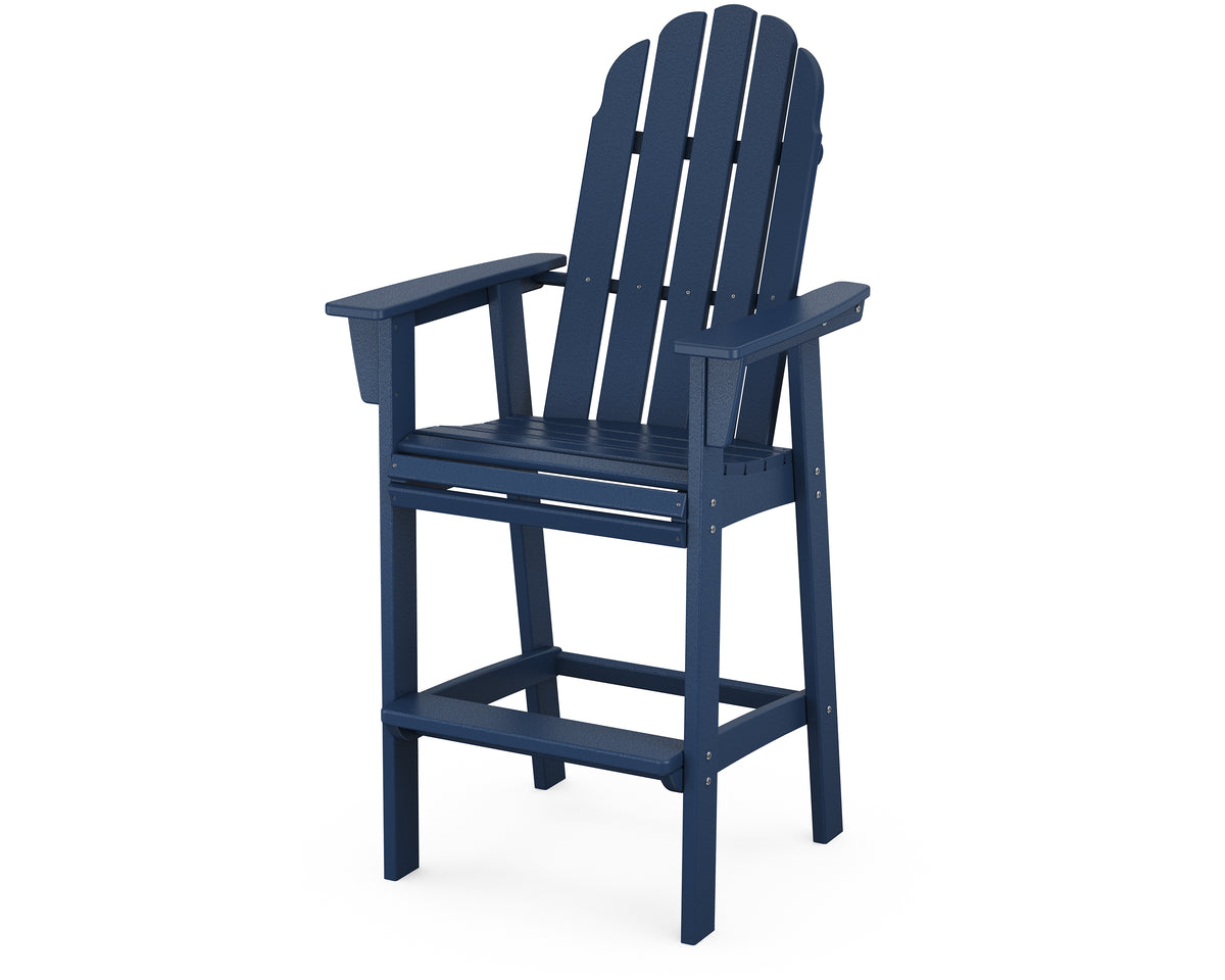 POLYWOOD Vineyard Curveback Adirondack Bar Chair in Navy