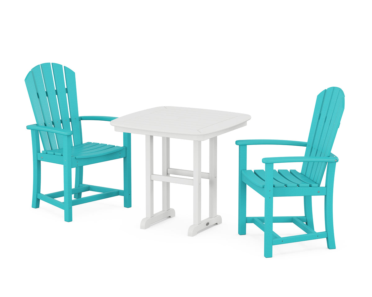 POLYWOOD Palm Coast 3-Piece Dining Set in Aruba / White