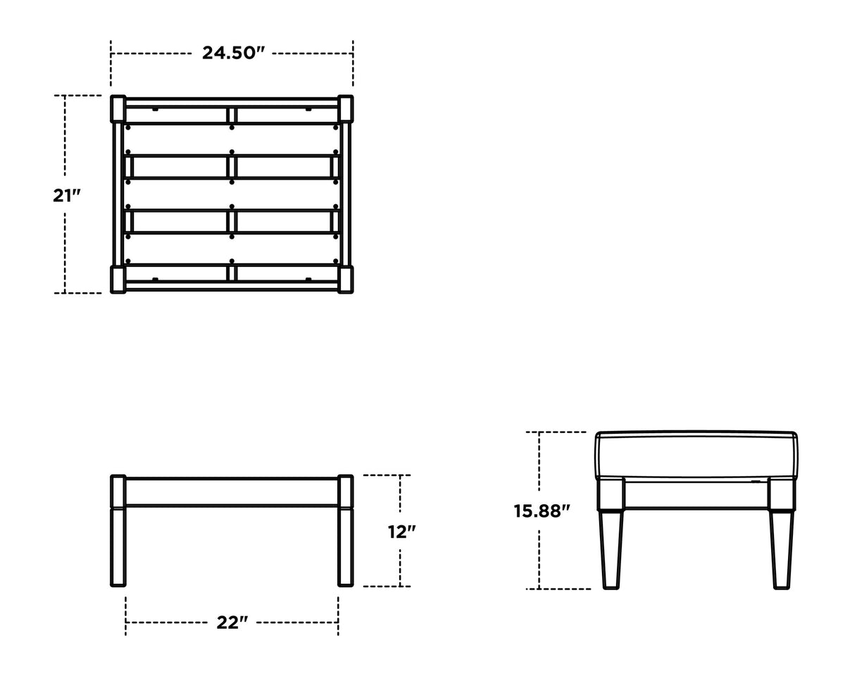 POLYWOOD Estate Lounge Ottoman dimensions