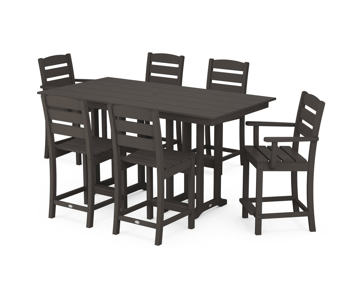 POLYWOOD Lakeside 7-Piece Counter Set in Vintage Coffee