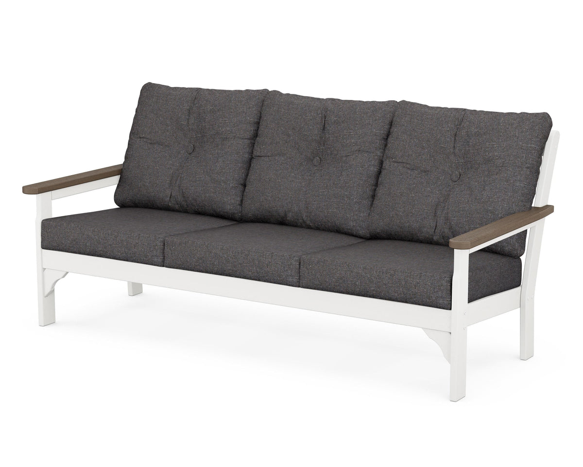 POLYWOOD Vineyard Deep Seating Sofa in White / Kona / Ash Charcoal