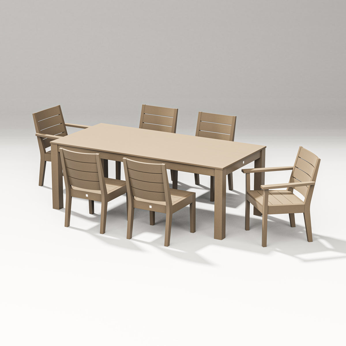 POLYWOOD Latitude 7-Piece Dining Set - 84" Table in Vintage Sahara