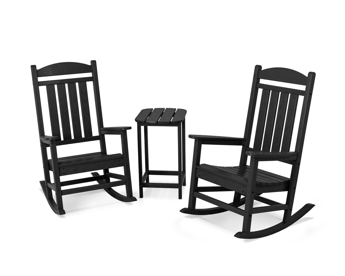 POLYWOOD Presidential Rocker 3-Piece Set in Black