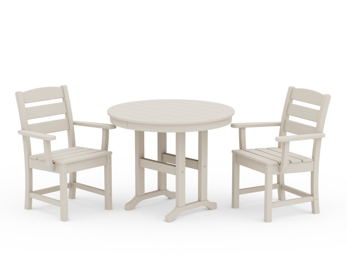 POLYWOOD Lakeside 3-Piece Round Dining Set in Sand