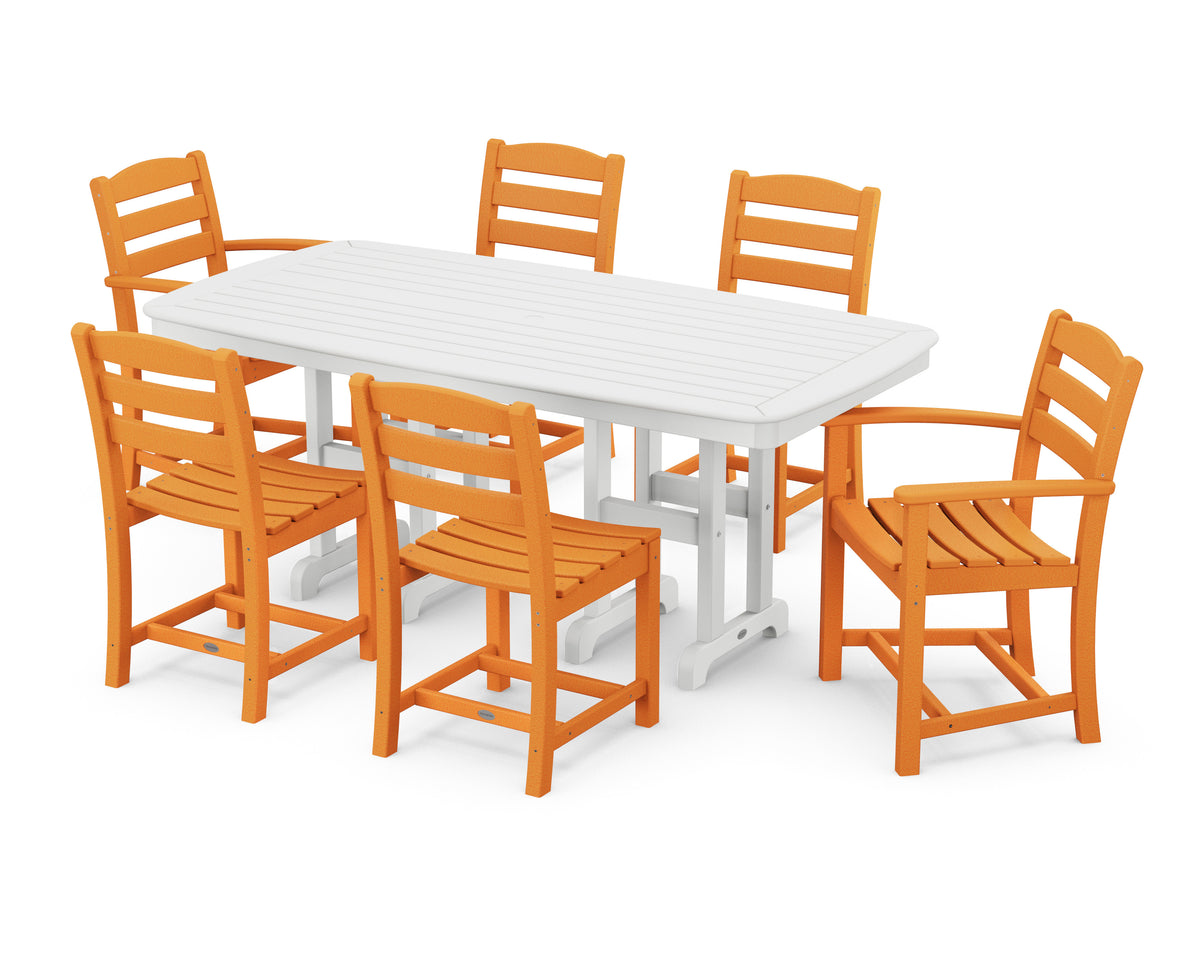 POLYWOOD La Casa Café 7-Piece Dining Set in Tangerine / White