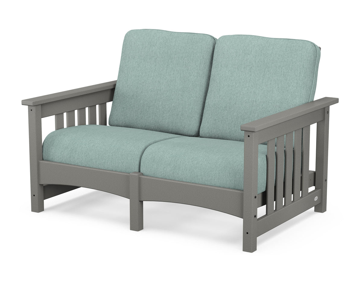 POLYWOOD Club Mission Loveseat in Slate Grey / Glacier Spa