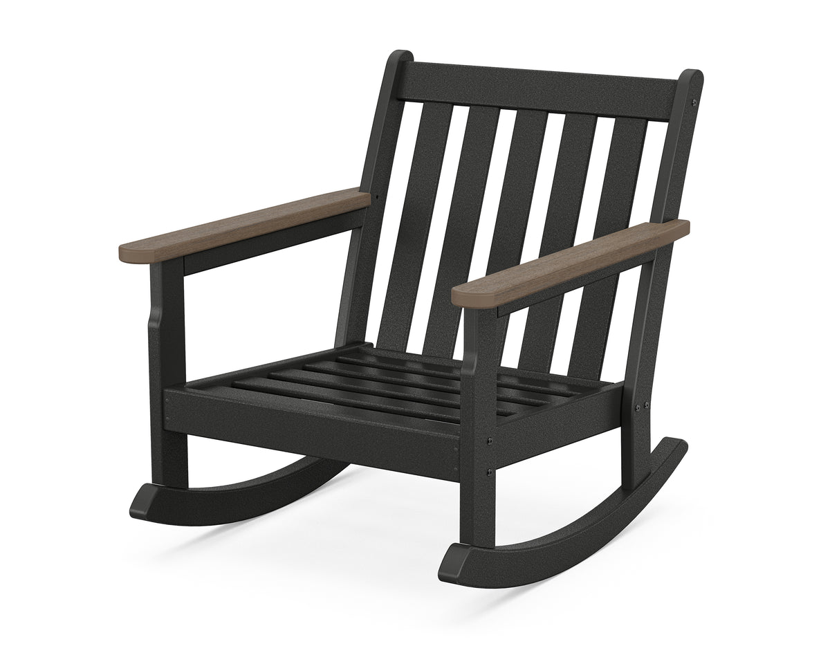 POLYWOOD Vineyard Deep Seating Rocking Chair Frame in Black / Kona