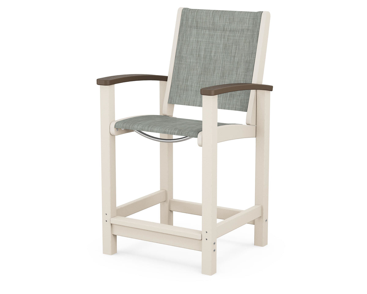 POLYWOOD Coastal Counter Chair in Sand / Kona / Birch