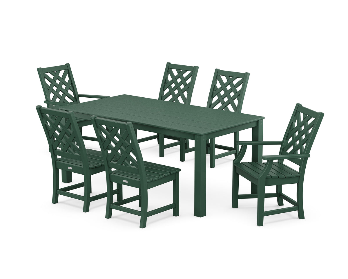 POLYWOOD Wovendale 7-Piece Parsons Dining Set in Green