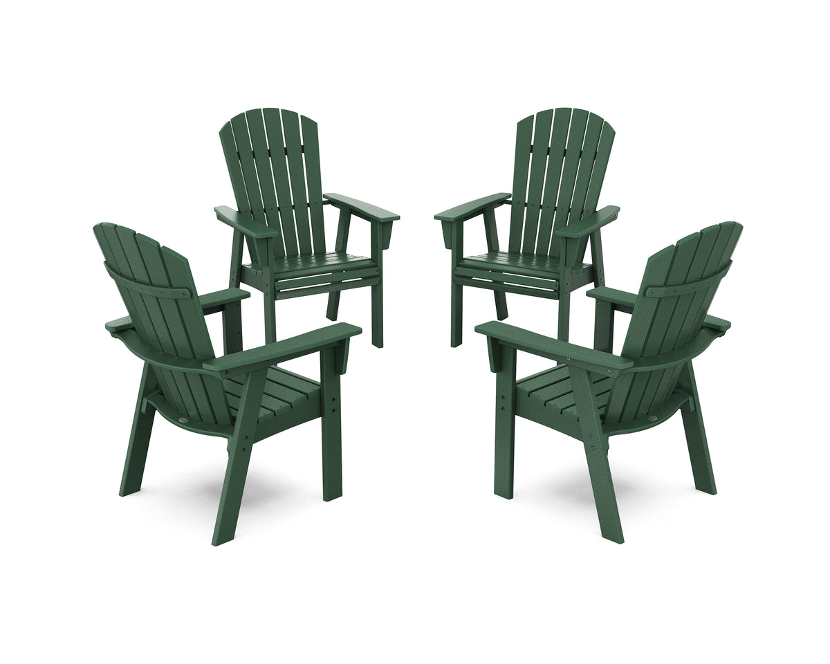 POLYWOOD Nautical 4-Piece Curveback Upright Adirondack Conversation Set in Green