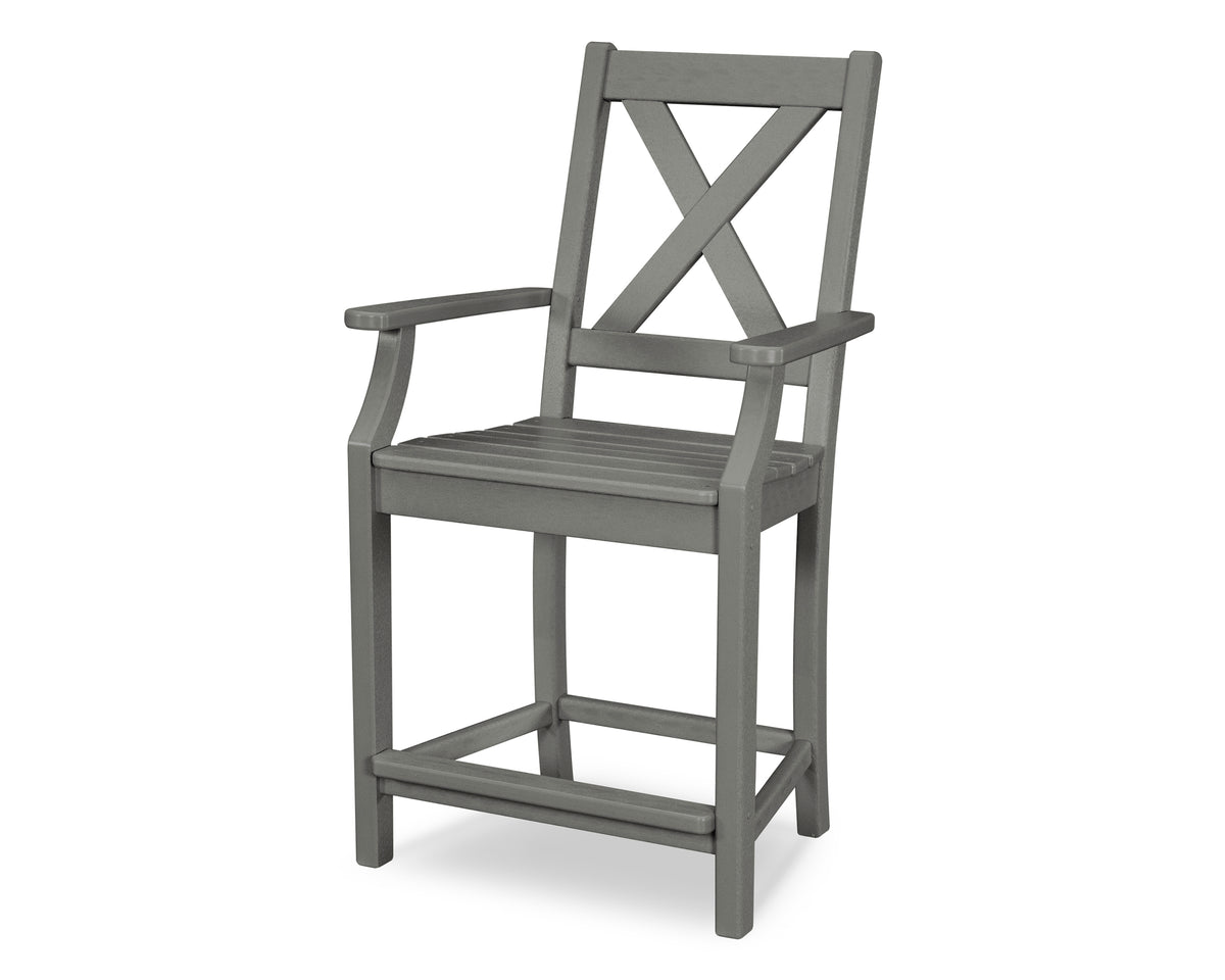 POLYWOOD Braxton Counter Arm Chair in Slate Grey