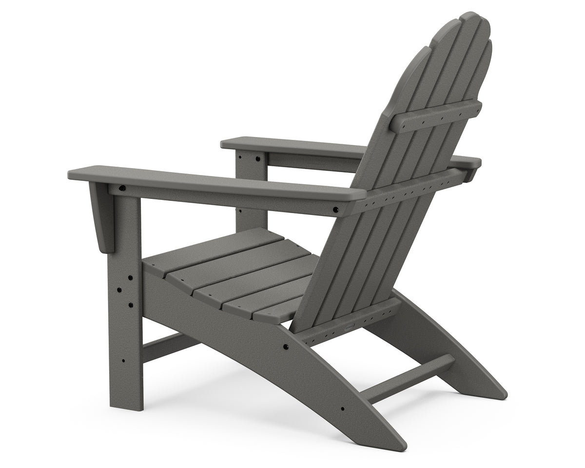Angled view of the POLYWOOD Vineyard Adirondack Chair in Slate Grey
