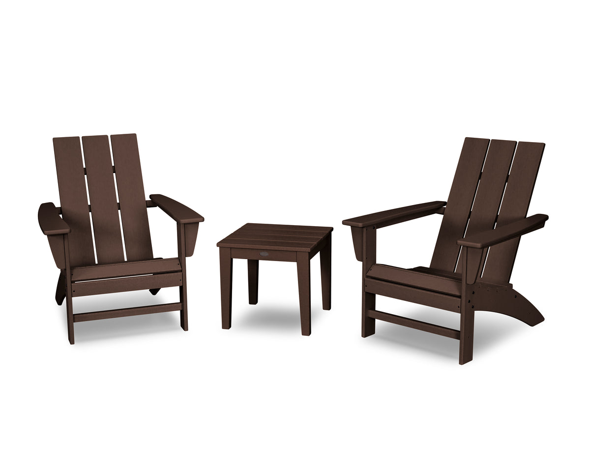 POLYWOOD Modern Adirondack 3-Piece Set in Mahogany