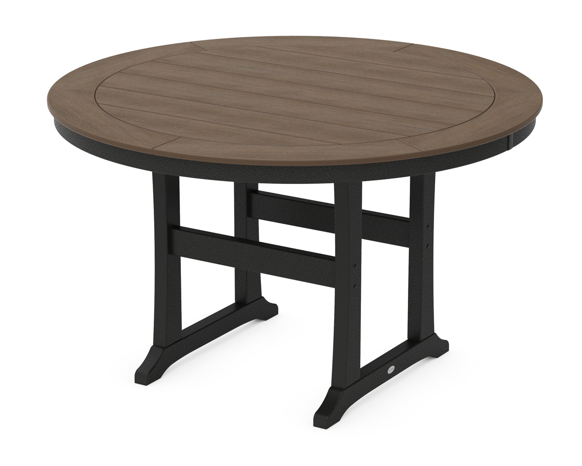 POLYWOOD Nautical Trestle 60" Round Counter Table in Black / Kona