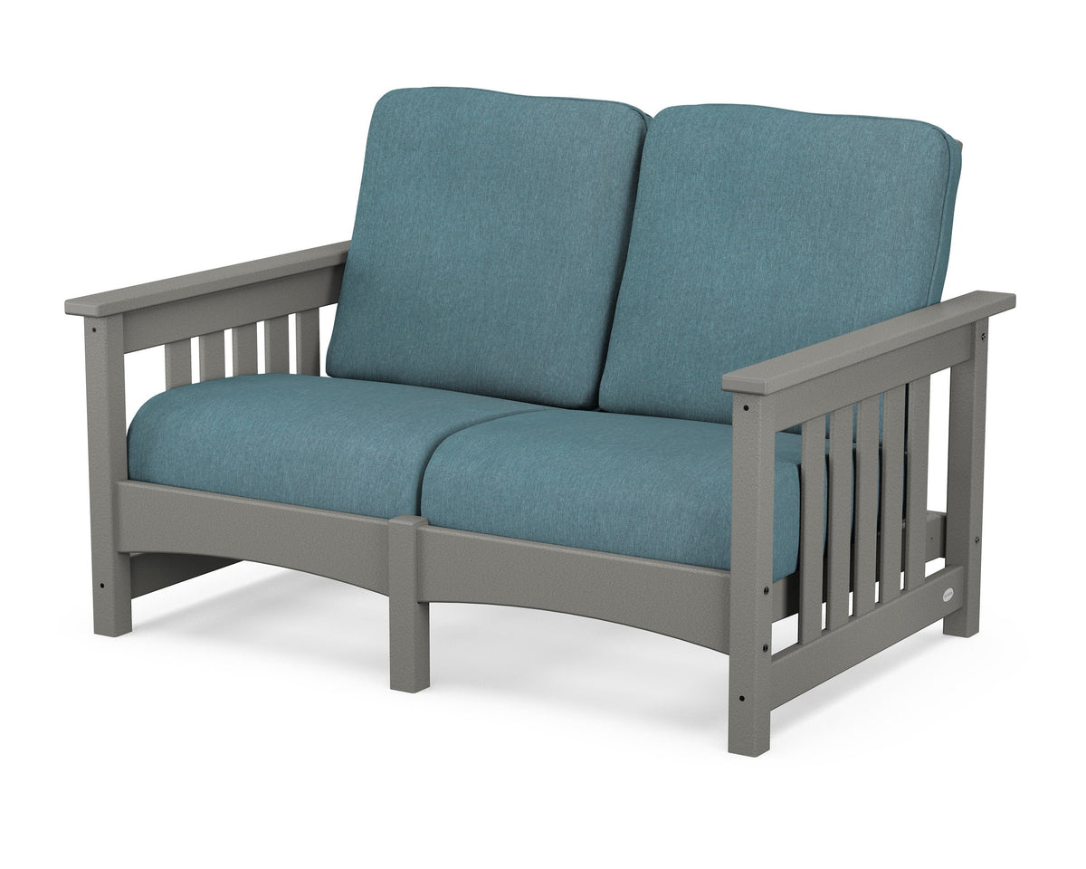 POLYWOOD Club Mission Loveseat in Slate Grey / Ocean Teal