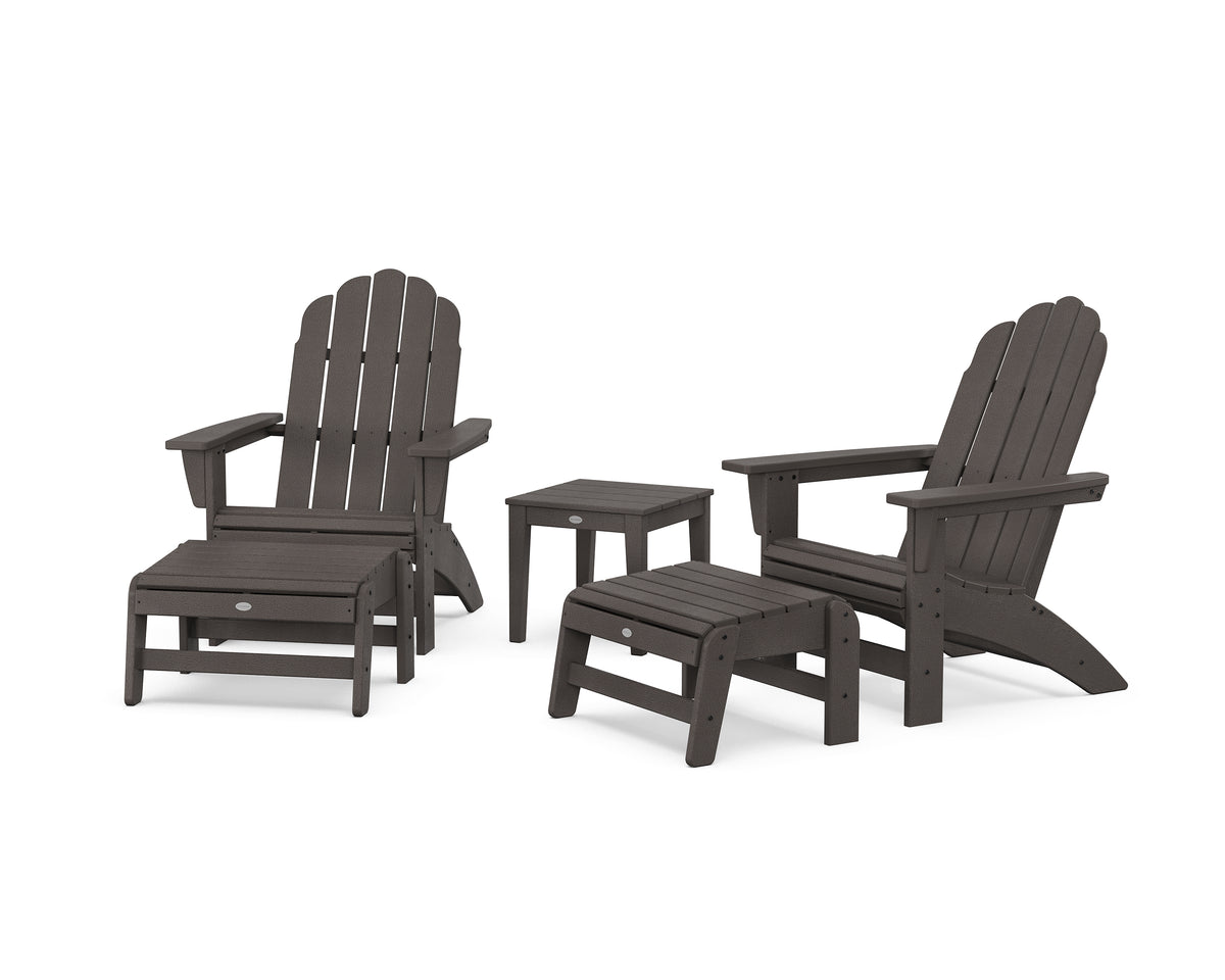 POLYWOOD 5-Piece Vineyard Grand Adirondack Set in Vintage Coffee
