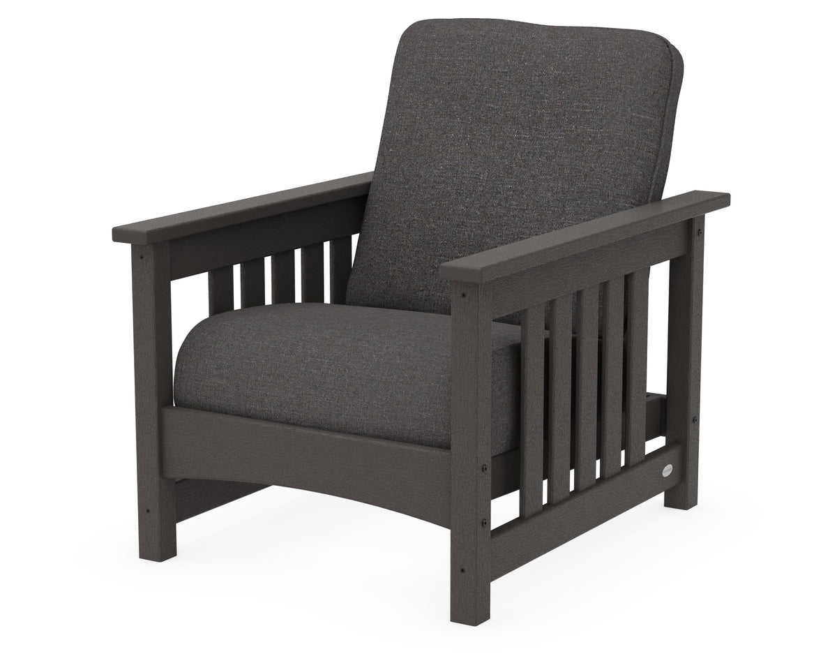 POLYWOOD Club Mission Chair in Vintage Coffee / Ash Charcoal