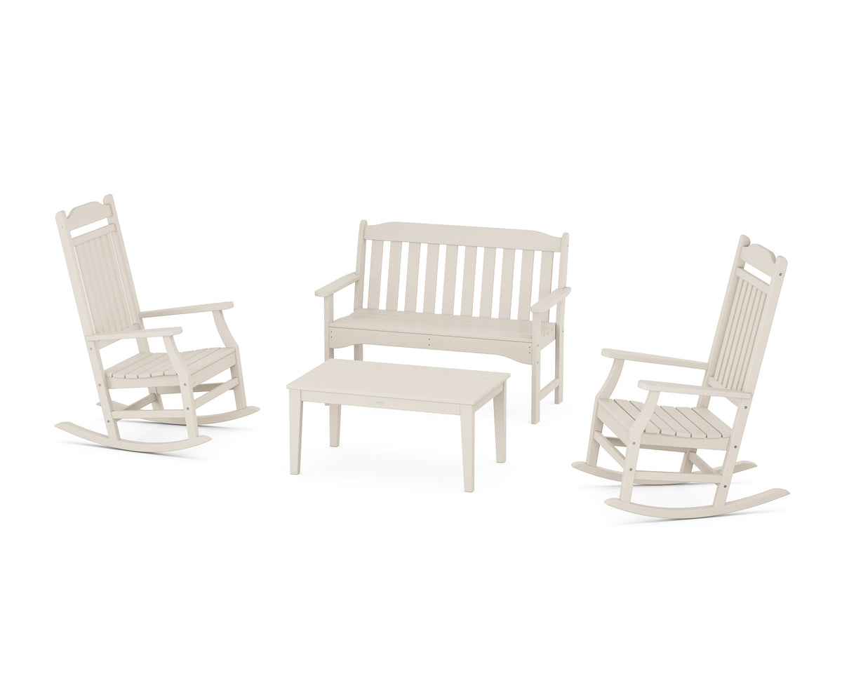 POLYWOOD Cottage Rocking Chair 4-Piece Porch Set in Sand