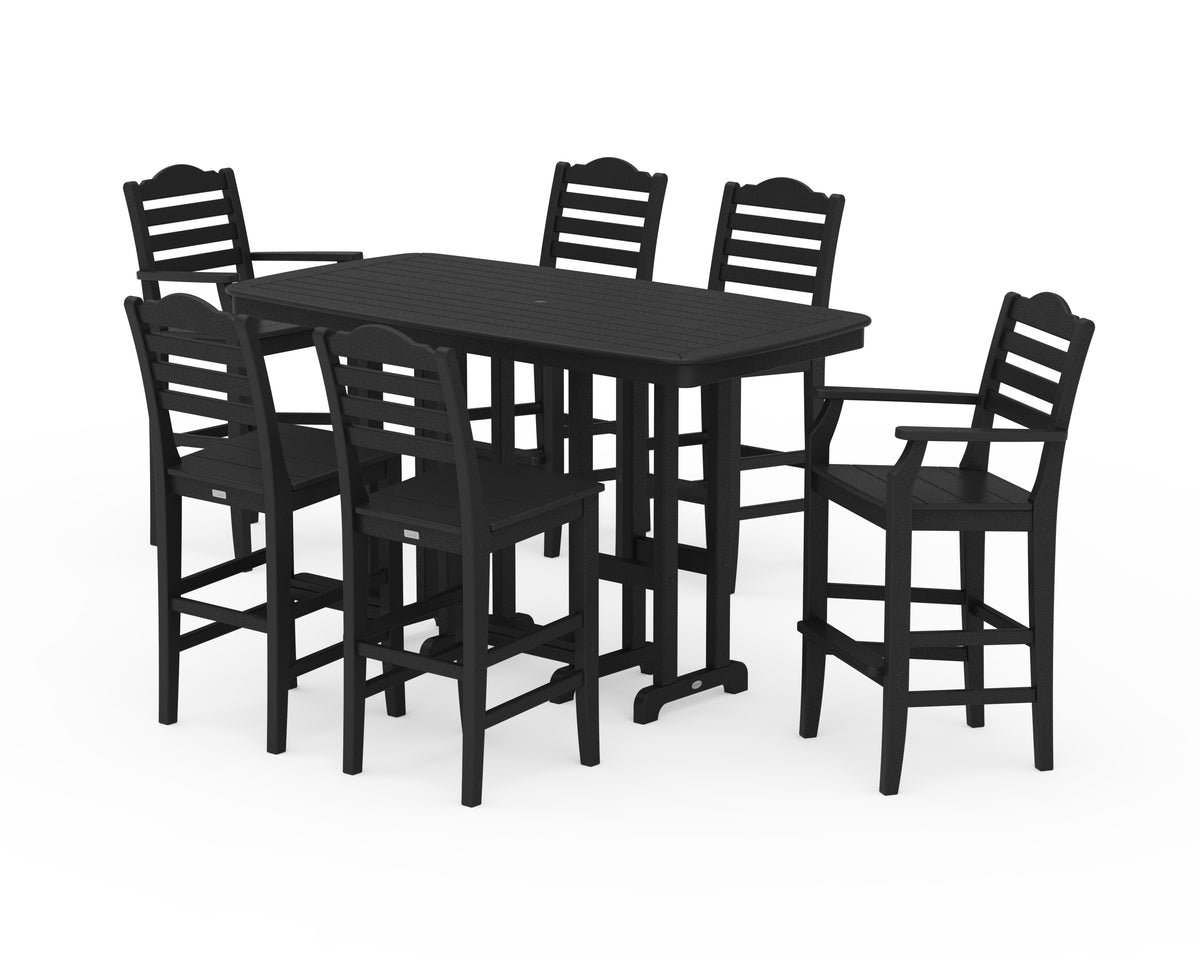 POLYWOOD Savannah 7-Piece Bar Set in Black