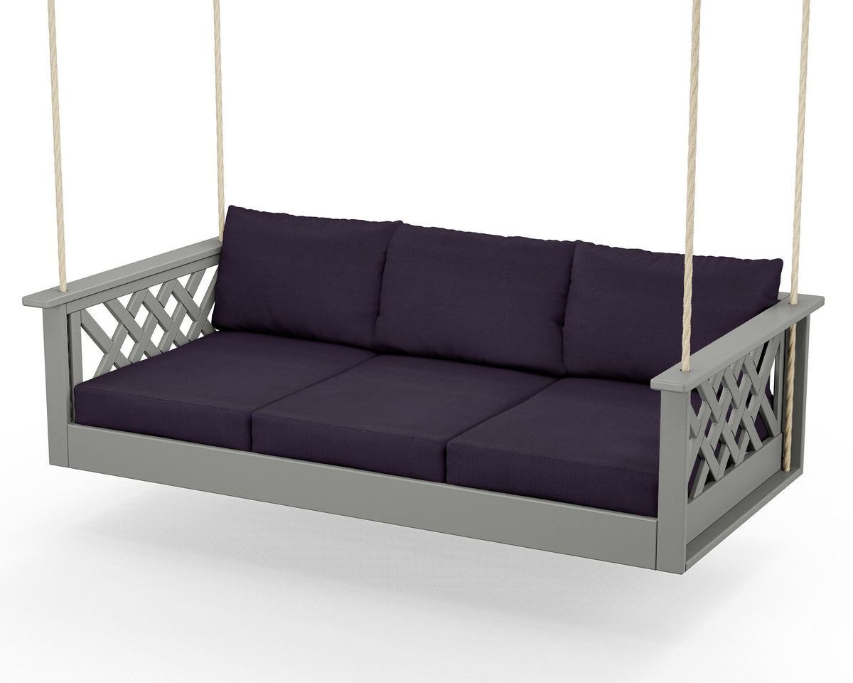 POLYWOOD Wovendale Daybed Swing in Slate Grey / Navy Linen