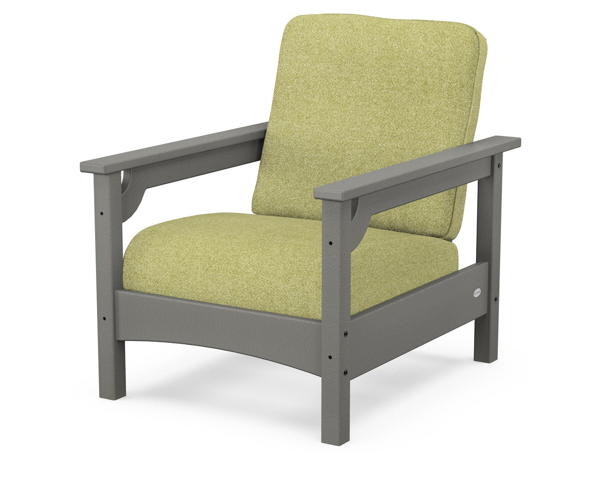 POLYWOOD Club Chair in Slate Grey / Chartreuse Boucle