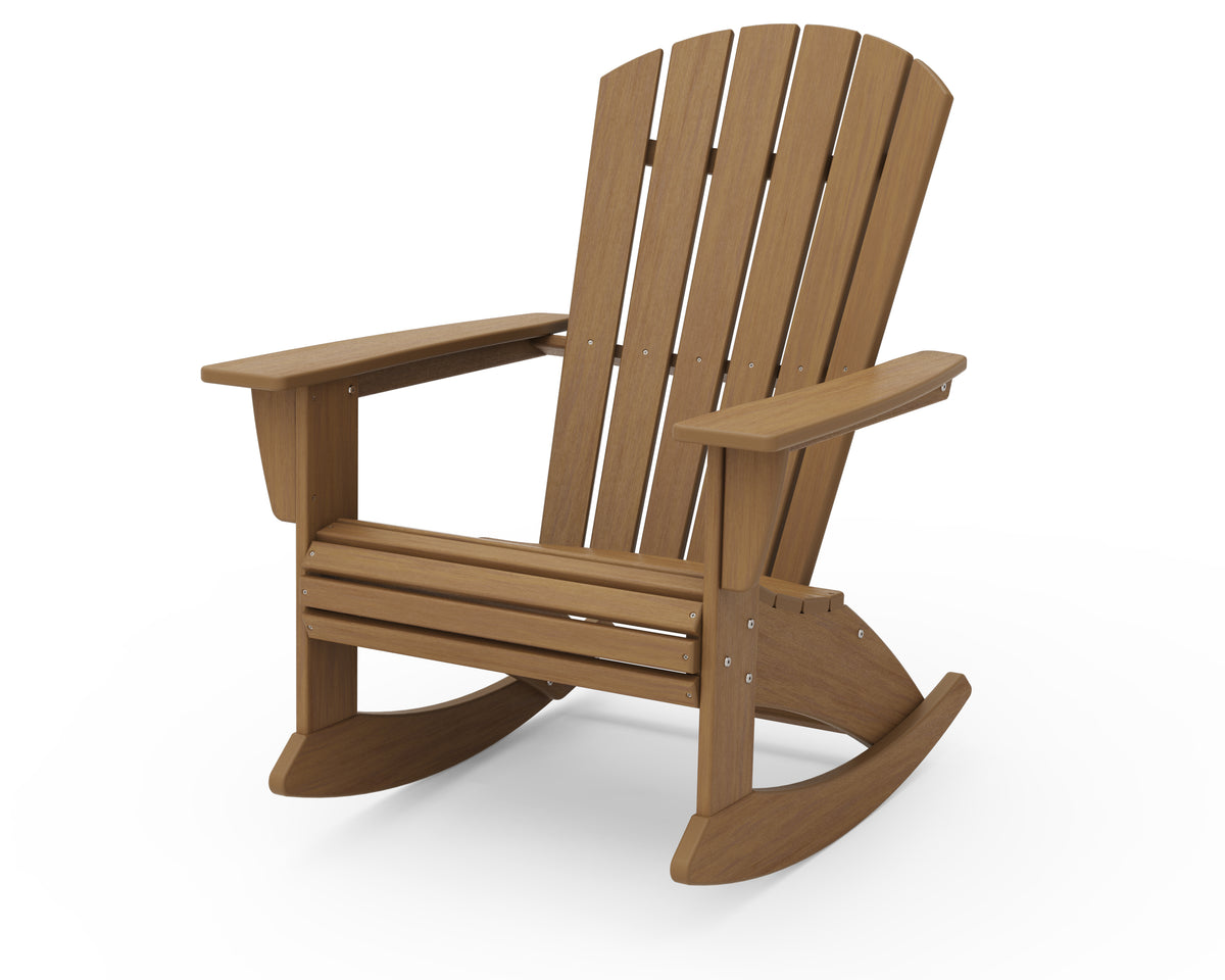 POLYWOOD Nautical Curveback Adirondack Rocking Chair in Natural