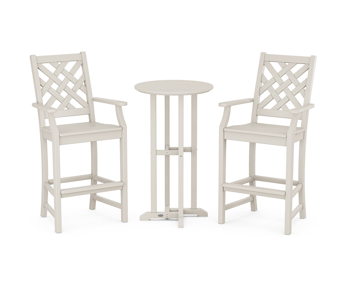 POLYWOOD Country Living Wovendale 3-Piece Farmhouse Bar Set in Sand
