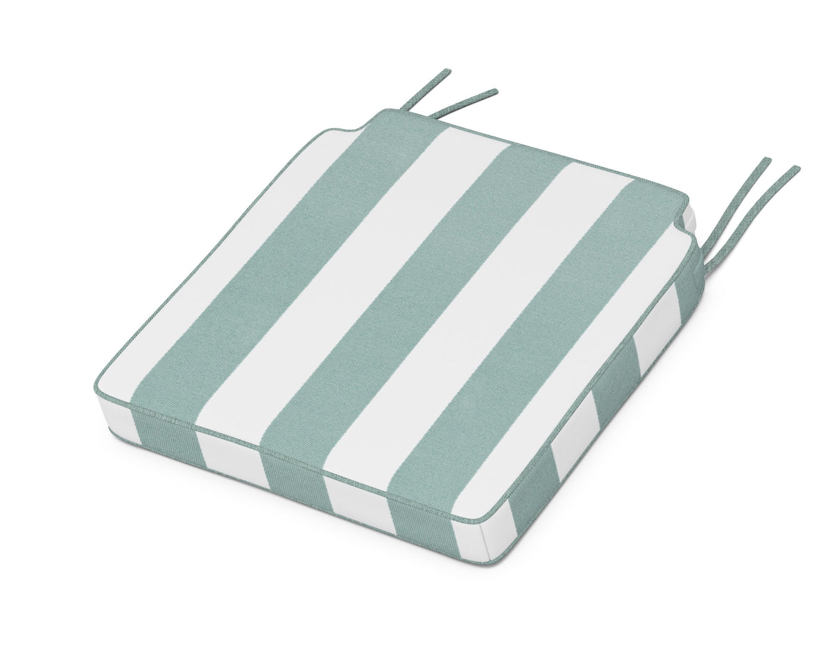 POLYWOOD Acadia Dining Side Seat Cushion in Cabana Stripe Glacier Spa