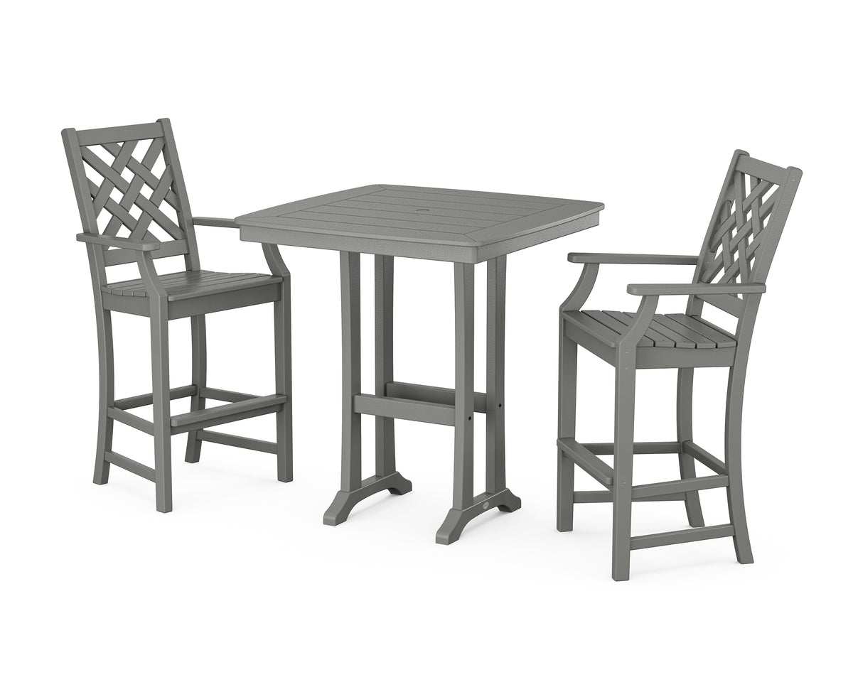POLYWOOD Country Living Wovendale 3-Piece Bar Set in Slate Grey
