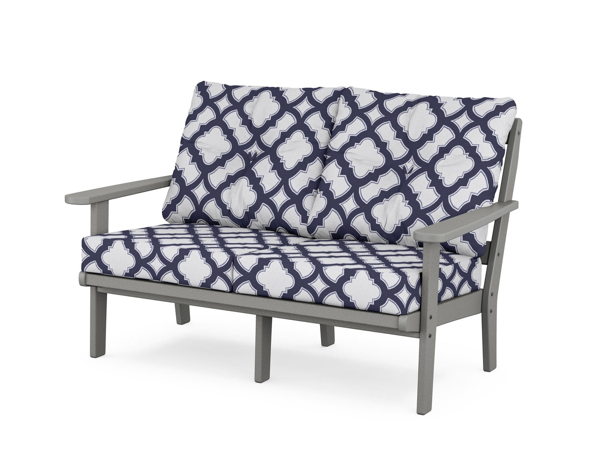 POLYWOOD Mission Deep Seating Loveseat in Slate Grey / Trellis Navy