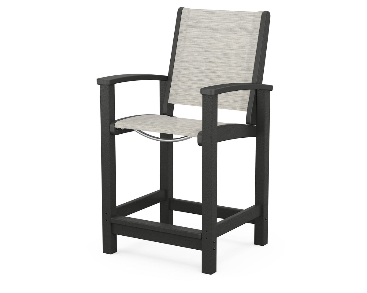 POLYWOOD Coastal Counter Chair in Black / Birch