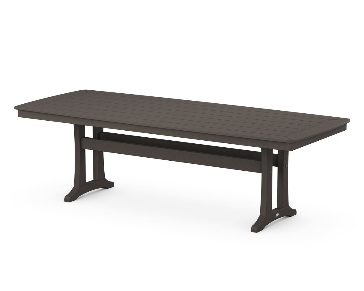 POLYWOOD Nautical Trestle 39" x 97" Dining Table in Vintage Coffee